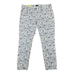 J. Crew Blue White Floral Pattern Toothpick Skinny Jeans Size 32 Stretch EUC